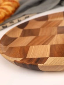 1入組木頭圓形盤子 - 彩色 - 查看 3