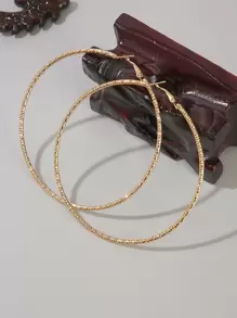 極簡風格圓耳環 - 金黃色 - 查看 1