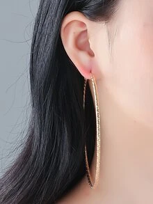 極簡風格圓耳環 - 金黃色 - 查看 3