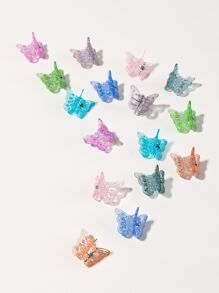 16 pinzas para el pelo con diseño de mariposa de color aleatorio. - Multicolor - Ver 1