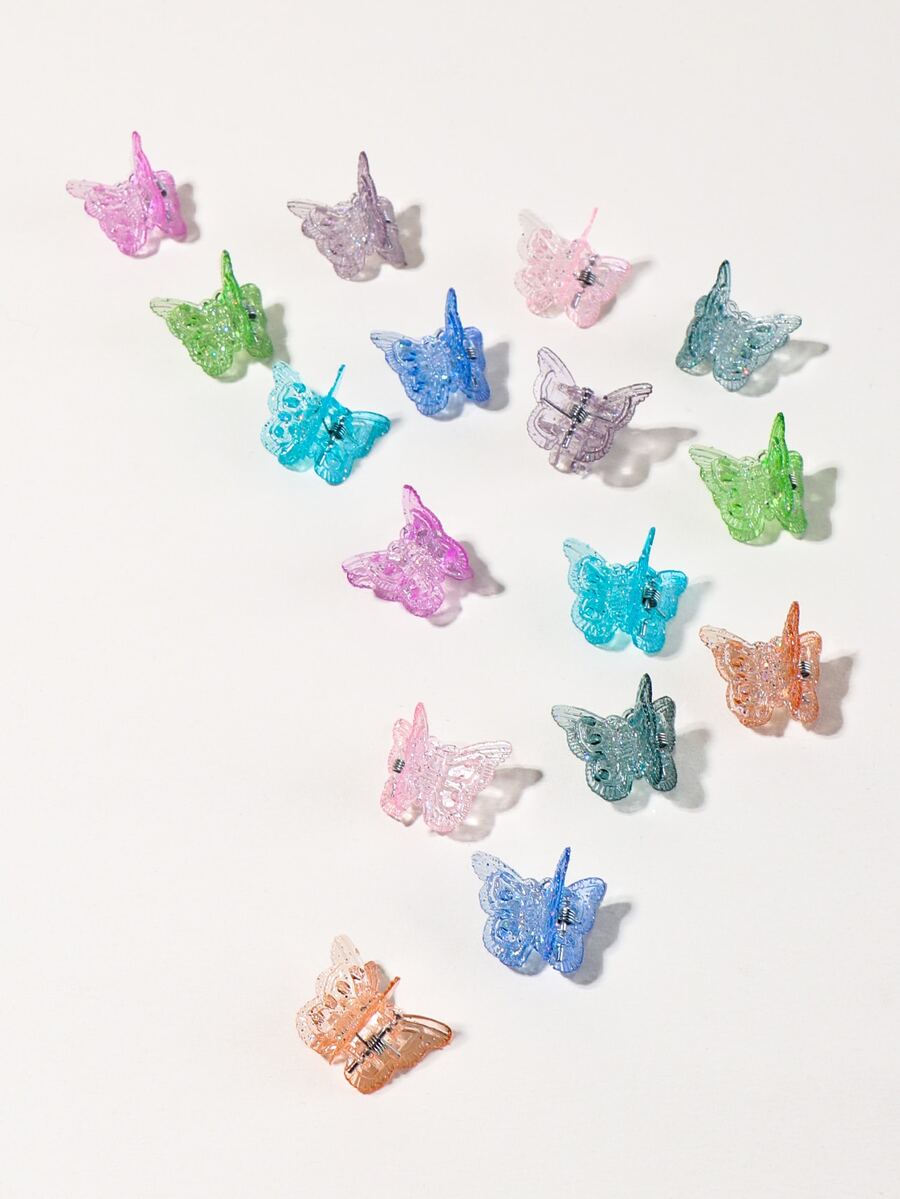 16 pinzas para el pelo con diseño de mariposa de color aleatorio. - Multicolor - Ver 1