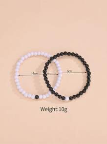 2 chiếc vòng đeo chân đính cườm hai tông màu - Đen và trắng - Xem 4