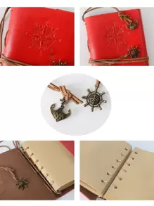 1PC Random Color Vintage Notebook With Straps And Pendants,Detachable Inside Pages - Multicolor - View 9
