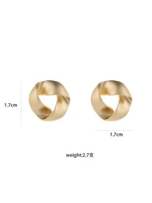 扭纹几何耳钉 - 金黃色 - 查看 3