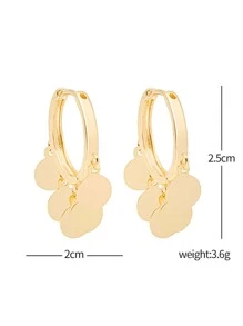 Disc Drop Earrings - Yellow Gold - View 3