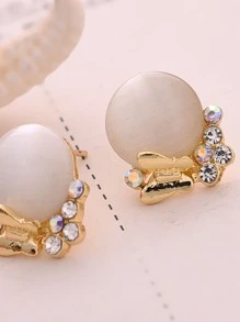 Hoa tai đính đá Opal & Rhinestone trang trí - Vàng - Xem 3