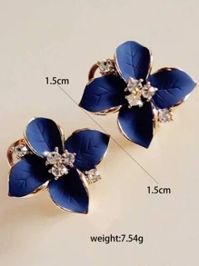 Hoa tai trang trí bằng hoa Rhinestone - Xanh đậm - Xem 5