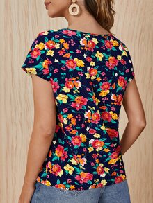 SHEIN Áo sơ mi nữ Cắt ra Hoa Tất cả trên in Boho - Nhiều màu - Xem 2