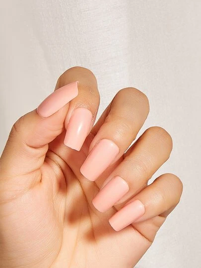 24pcsShortSquareFakeNail&1pcNailFile&1sheetTape - Best of SHEIN