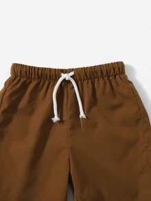 SHEIN Toddler Boys Tropical Print Tee & Drawstring Waist Shorts - Multicolor - View 4