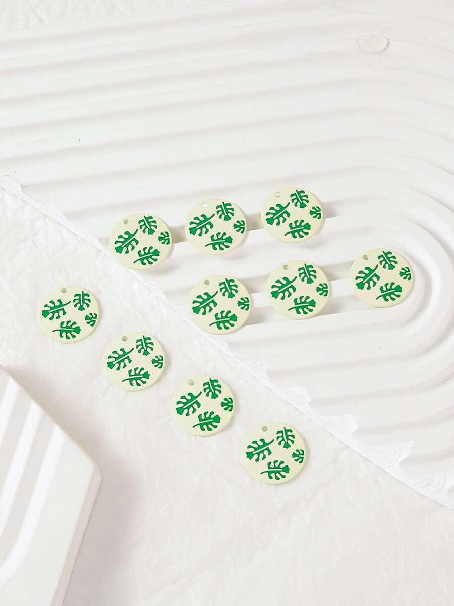 10入組樹葉印花DIY首飾吊墜 - 彩色 - 查看 1