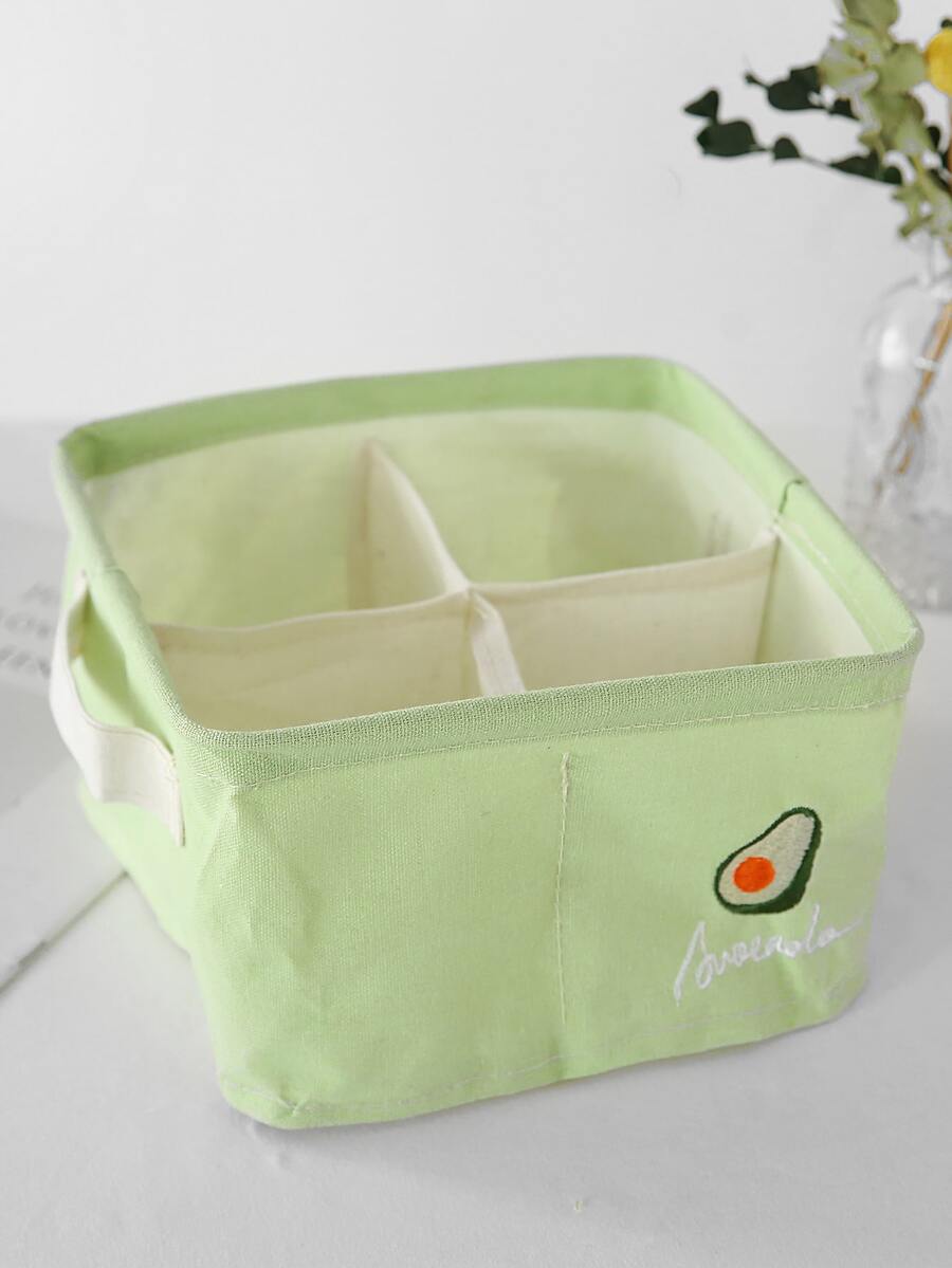 Hộp đựng đồ lót thêu hình quả bơ - màu xanh lá - Xem 1