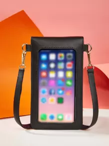 简约翻盖手机包轻便时尚白领上班族大学工作商务通勤办公室周年纪念情侣生日礼物情人节礼物 - 黑色 - 查看 2