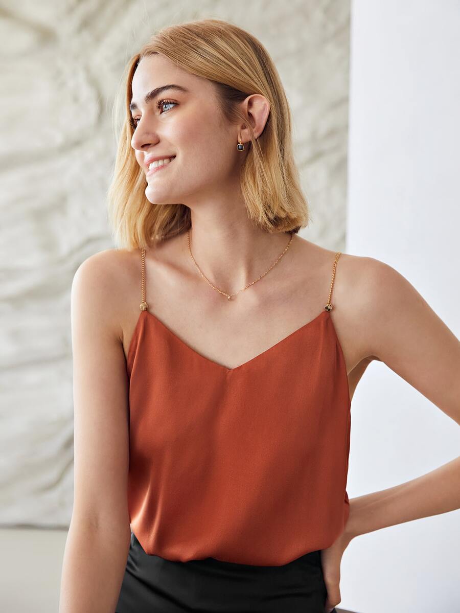 MOTF PREMIUM SILK STRAIGHT FIT CAMI TOP - Burnt Orange - View 1