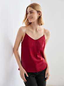 MOTF PREMIUM SILK STRAIGHT FIT CAMI TOP - Burgundy - View 3