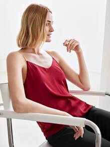 MOTF PREMIUM SILK STRAIGHT FIT CAMI TOP - Burgundy - View 4