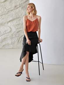 MOTF PREMIUM SILK STRAIGHT FIT CAMI TOP - Burnt Orange - View 4