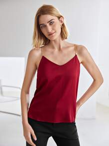 MOTF PREMIUM SILK STRAIGHT FIT CAMI TOP - Burgundy - View 5