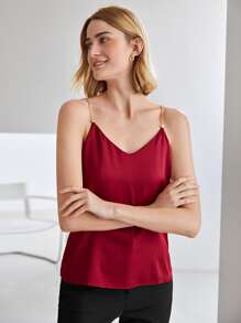 MOTF PREMIUM SILK STRAIGHT FIT CAMI TOP - Burgundy - View 9