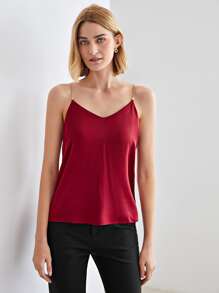 MOTF PREMIUM SILK STRAIGHT FIT CAMI TOP - Burgundy - View 10