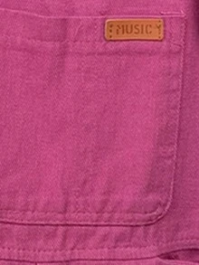 Shorts overol mezclilla unicolor con bolsillo delantero - Rosa Fucsia - Ver 4
