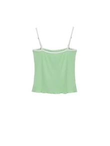 Top de tirantes ribete en contraste con bordado ribete en forma de lechuga - verde menta - Ver 2