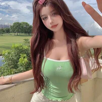 옷단 퍼즐 자수 상추 옷단 캐미탑