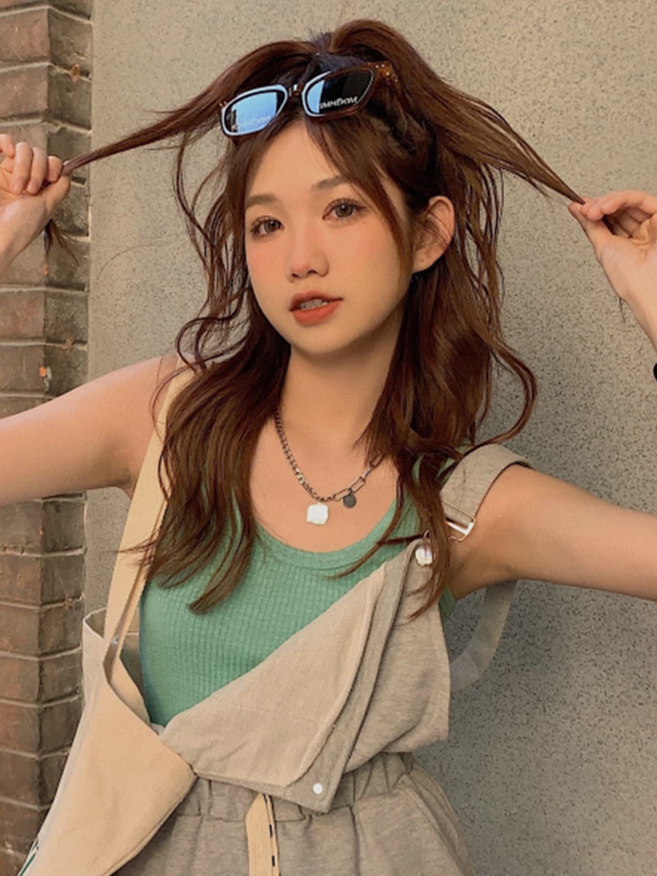 Solid Ribbed Tank Top - Mint Green - View 1