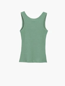 Solid Ribbed Tank Top - Mint Green - View 2