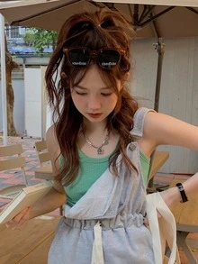Solid Ribbed Tank Top - Mint Green - View 3