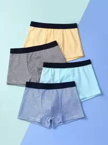 Niños 4 piezas Bragas con estampado de rayas - Multicolor - Ver 1