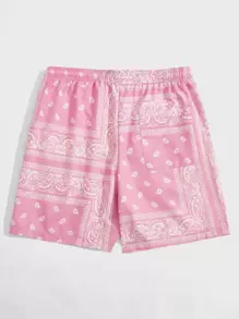 Manfinity BRENVOR 男士腰部抽繩佩斯利印花短褲