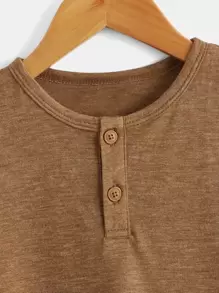 SHEIN Leap Crew 3pcs Young Boy's Casual Solid Color Button Round Neck Short Sleeve T-Shirt, Regular Fit For Summer Daily Wear - Multicolor - View 9