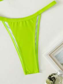 Bikini de tanga cruzada para playa de verano - Verde Lima - Ver 6