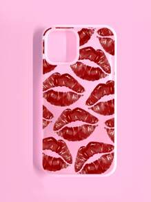 Ốp lưng điện thoại trong suốt hình môi đỏ, tương thích với iPhone 11, Galaxy A14, 13. Đây là phiên bản quốc tế, không phải phiên bản nội địa. - Màu Đỏ Sâu - Xem 1