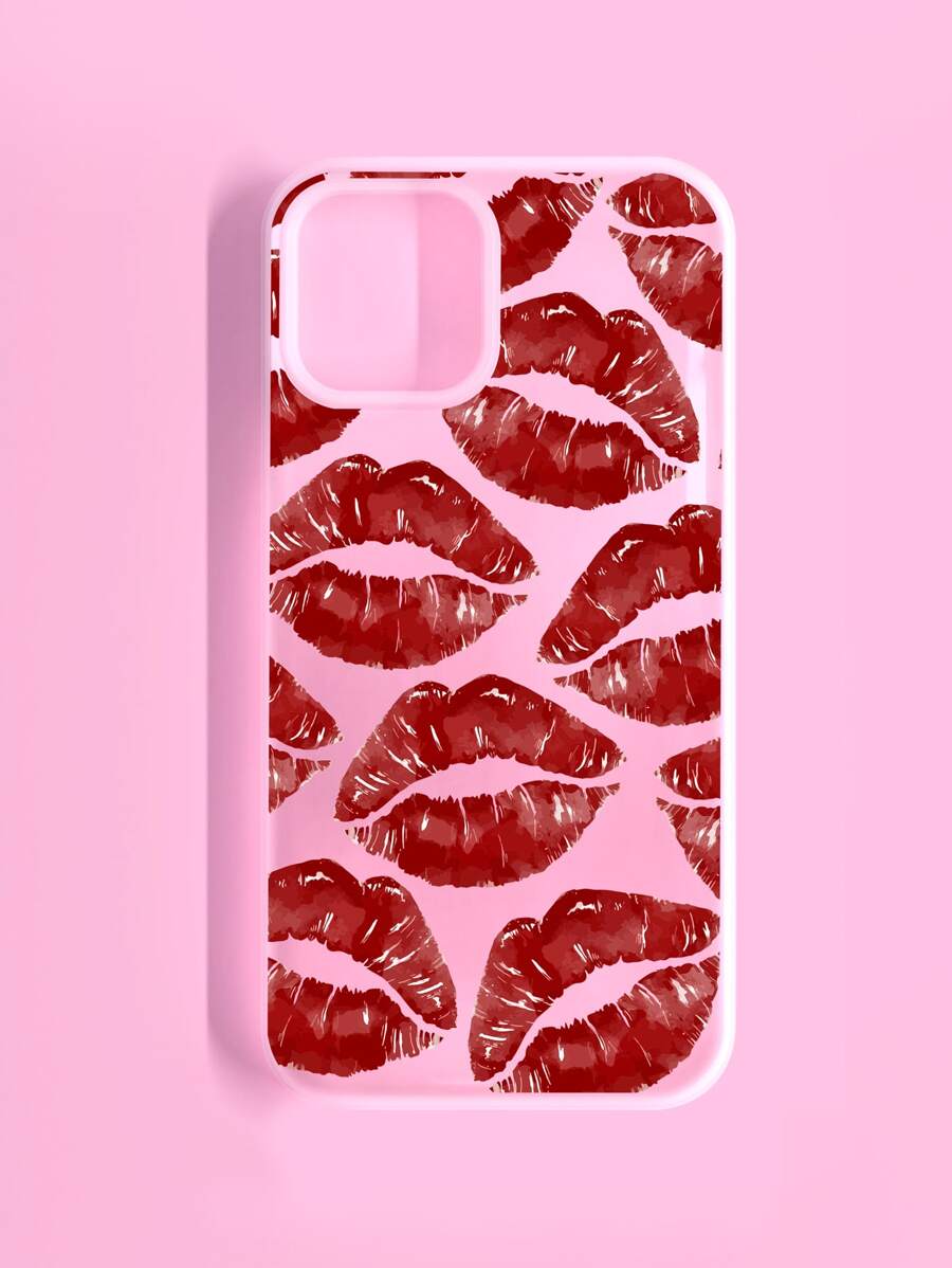 Ốp lưng điện thoại trong suốt hình môi đỏ, tương thích với iPhone 11, Galaxy A14, 13. Đây là phiên bản quốc tế, không phải phiên bản nội địa. - Màu Đỏ Sâu - Xem 1