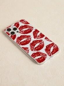 Ốp lưng điện thoại trong suốt hình môi đỏ, tương thích với iPhone 11, Galaxy A14, 13. Đây là phiên bản quốc tế, không phải phiên bản nội địa. - Màu Đỏ Sâu - Xem 2
