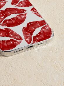 Ốp lưng điện thoại trong suốt hình môi đỏ, tương thích với iPhone 11, Galaxy A14, 13. Đây là phiên bản quốc tế, không phải phiên bản nội địa. - Màu Đỏ Sâu - Xem 3