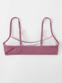 Ribbed Knit Bikini Top, For Summer Beach Vacation - Rusty Rose - View 2