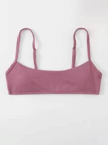 Ribbed Knit Bikini Top, For Summer Beach Vacation - Rusty Rose - View 3