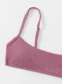 Ribbed Knit Bikini Top, For Summer Beach Vacation - Rusty Rose - View 4