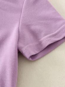 SHEIN Toddler Girls Letter Embroidery Tee & Shorts - Lilac Purple - View 5