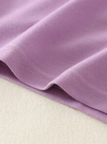 SHEIN Toddler Girls Letter Embroidery Tee & Shorts - Lilac Purple - View 6