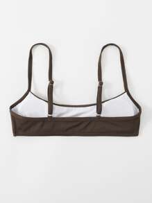 SHEIN Swim Top bikini tejido de canalé - Café integral - Ver 2