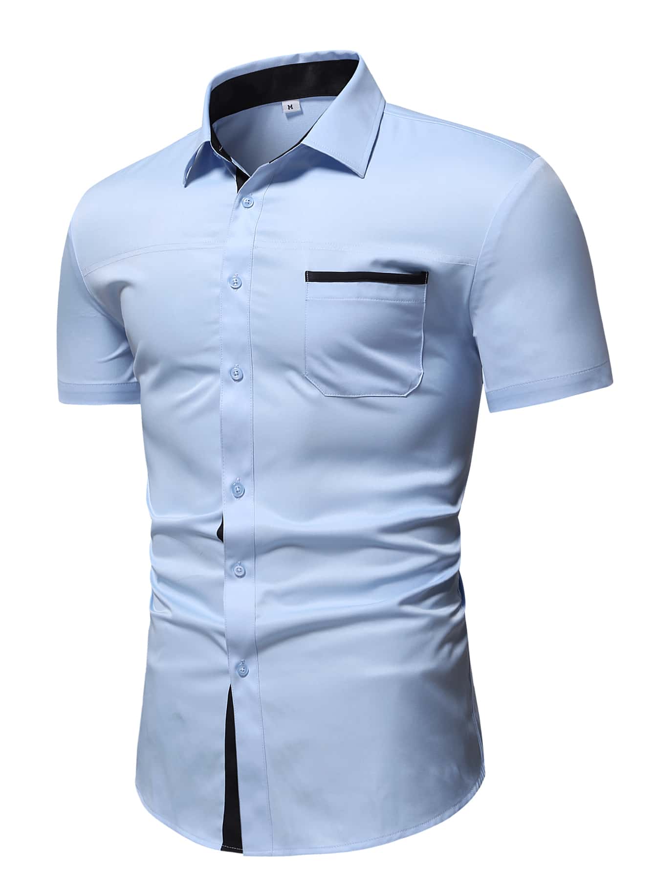 Manfinity Mode Hombres Camisa con un bolsillo delantero - Celeste - Ver 1