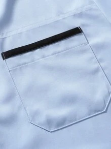 Manfinity Mode Hombres Camisa con un bolsillo delantero - Celeste - Ver 5