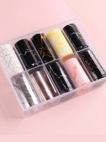 10 peças/caixa Papel de Transferência de Padrão de Textura e Mármore (Sem Adesivo) Charmes de Unhas DIY, Joias de Unhas, Suprimentos de Unhas
