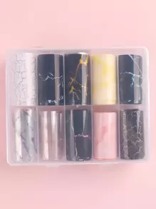 10 peças/caixa Papel de Transferência de Padrão de Textura e Mármore (Sem Adesivo) Charmes de Unhas DIY, Joias de Unhas, Suprimentos de Unhas