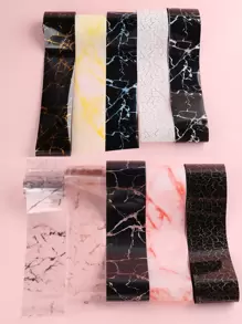10 peças/caixa Papel de Transferência de Padrão de Textura e Mármore (Sem Adesivo) Charmes de Unhas DIY, Joias de Unhas, Suprimentos de Unhas