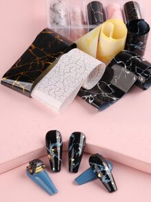 10 peças/caixa Papel de Transferência de Padrão de Textura e Mármore (Sem Adesivo) Charmes de Unhas DIY, Joias de Unhas, Suprimentos de Unhas